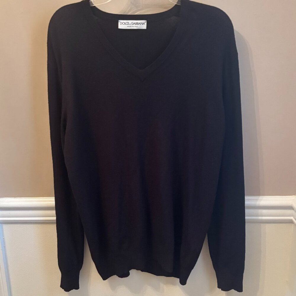 DOLCE & GABBANA Italian Man's Sweater Size 52 (XL) in color Black